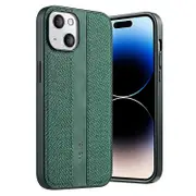 For iPhone 15 Plus Cloth Texture Phone Case PU Leather Coated TPU Shockproof Back Cover