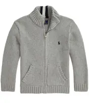 Polo Ralph Lauren Baby Boys Cotton Full-Zip Sweater 9M Andover Heather - NWT