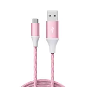 Laser USB-A to USB-C Pink LED Light Charging Cable 1M, Fast Charge Support, Perfect for Dark Environments