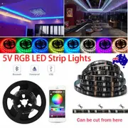 5V RGB LED Strip Lights IP65 Waterproof 5050 5M 10M 20M 300 LEDs USB Bluetooth