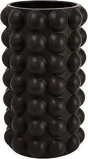 [Creative Co-Op] Modern Stoneware Raised Dot Umbrella Holder, Black Vase