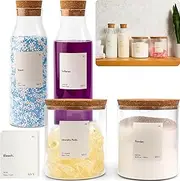 KIVY Glass Detergent Dispenser Container (2x 40oz + 2x 64oz) Glass jars for Laundry Room Organization Decor - Laundry soap dispenser for liquid detergent dispenser - Softener dispenser glass jar