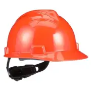 MSA ORANGE V Gard ANSI OSHA Construction Safety HARD HAT 4 PT Ratchet Suspension