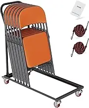 VEVOR Folding Chair Dolly, Iron Commercial Cart with 12 Chairs Capacity, Folding Chairs Rack Trolley with 4 Casters, Storage Transport Dolly for Flat Stacking Plastic Resin and Wood Chairs, Black