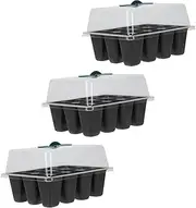 HIAKDOFT 3Pcs Plant Germination Tray with Cover Cell Germination Box for Succulent Flower Starting Durable Plastic Growing Case for Grass Radish Cabbage Seedlings