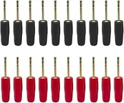 CCWUTQF 20PCS 2mm Gold Plated Small Banana Plug Pin Screw Type Audio Speaker Cable Connector Copper Straight Male Connector(10Red 10Black)