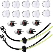 JISADER 17Pcs Fuels Lines Hoses with 5 Snap in Primer Bulbs Pumps Flexible Petrol Filter Kit for Lawn Mower Accessories Hedge Trimmer