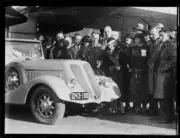 Crowds gathered around Charles Kingsford Smith's specially designe- Old Photo