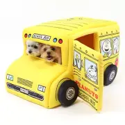 PEANUTS Snoopy Dog Cat House Cushion Bus Yellow Pet House School Bus from Japan