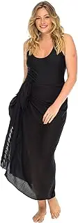 [Back From Bali] Womens Plus Size Sarong Swimsuit Cover Up Solid Beach Wear Bikini Wrap Skirt with Coconut Clip