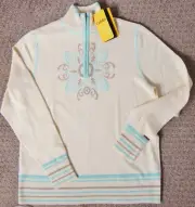 NWT Cabela’s 1/4 Zip Jacquard Sweater ‘Whisper White” Large