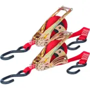 1500 lbs. Retractable Ratchet Tie Down Strap 2-Pack Anchoring Hardware