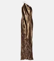 [The Sei] The Sei One-shoulder silk velvet gown AU 12 brown
