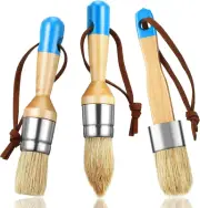 3 Pieces Chalk and Wax Paint Brushes Bristle Stencil Brushes for Wood Furniture
