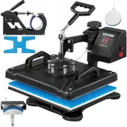 VEVOR Heat Press 12 X 15 Inch 5 In 1 Heat Press 1250 W Heat Press Machine Swing Away Black Heat Press T-Shirt Sublimation Printer Transfer 360 Degree