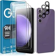 【3+2 Pack】T Tersely 3 Pack Screen Protector for Samsung Galaxy S23 FE 5G with 2 Pack Camera Lens Protector, Tempered Glass Film, 9H Hardness, Shatterproof Anti-Scratch Film Screen Protector
