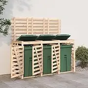 Solid Pine Triple Wheelie Bin Storage, Outdoor Garden Waste Solutions, Sturdy Wooden Bin Store with Ventilation and Extendable Design, 240x91.5x128.5cm