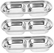 PRETYZOOM 3pcs Stainless Steel Dipping Bowls Creative Appetizer Plates for Sauces Seasonings and Condiments for Home Restaurant and Catering Use