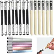 Taicols Pencil Lengthener and Extender - 20 Pcs Metal Handle Wooden Art Pencil Holder With Aluminum Adjustable Dual Head