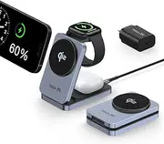 [TOUGH ON] Qi2 3 in 1 Wireless Charging Station for Apple, Qi2 15W Wireless Charger for iPhone, Compatible MagSafe Wireless Charger Stand for Multiple Devices iPhone 16/15/14/13/12, Apple Watch, AirPods