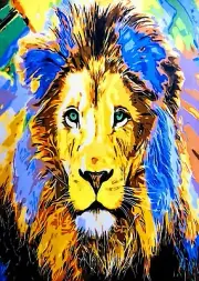 Blue Lion DIY Paint By Numbers Kit Acrylic Painting On Canvas
