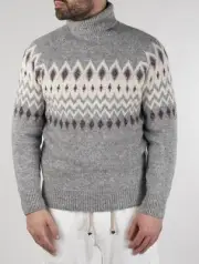 Brunello Cucinelli Multicolor Alpaca Cotton Pa Wool Sweater Turtleneck CMX23 Man