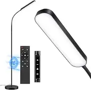 OUTON LED Floor Lamp, 15W 1500LM Stepless Dimmable Reading Lighting with 360° Rotatable Neck, 4 Color Temperature, Remote & Touch Control, 1H Timer Standing Lamp for Living Room Bedroom Office(Black)