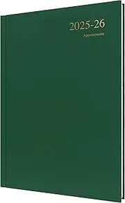 Collins 'Essentials' 12 Month Mid/Academic Year Planner, July 2025-July 2026 Day-to-Page Appointments Diary, A4 Hard Cover, Green