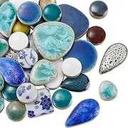 1 Box 200g Broken Ceramic Tile Irregular Mosaic Tiles Bulk Mixed Shapes Colorful Porcelain China Tiles Pieces for DIY Crafts Plates Flowerpots Vases Cups Home Decor Mosaic Arts Supplies
