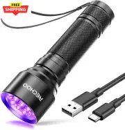 UV Flashlight Black Light, 21 LED 395Nm Ultraviolet Rechargeable Flashlights UV
