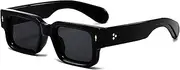 [ZIMUSUN] Square Thick Frame Sunglasses for Women Men Fashion Chunky Rectangle Sun Glasses Black Shades