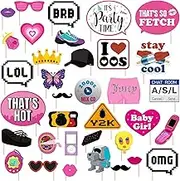 Mosailles 35Pcs 2000s Party Photo Booth Props 00s Party Decorations 2000's Theme Birthday Party Supplies Vintage Retro Y2K Party Decor