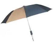 ✿ New LEIGHTON UMBRELLAS Folding Auto Open NAVY BLUE & KHAKI BROWN TAN PANELS