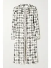 [ALICE + OLIVIA] ALICE + OLIVIA - Tulsi Crystal-embellished Checked Tweed Coat - Off-white - small small Off-white
