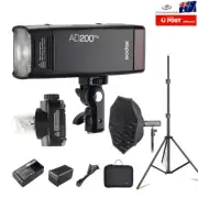 Godox AD200Pro 2.4G TTL Flash Strobe with Battery + AD-S7 Softbox + Light Stand