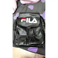 在飛比找蝦皮購物優惠-FILA 復古 後背包 皮革 小包包 黑 女生