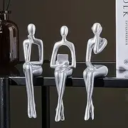 XINXAUN Silver Decor Thinker Statue Ornaments Abstract Decor Sculptures Resin Statue Modern Decorative Objects Desk Decor Small Shelf Decor Figurines Home Decorations for Living Room