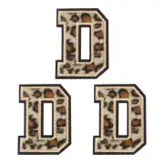 Letters D Patches Leopard Iron-On Letters Patch for Clothing Repair 3 Pcs