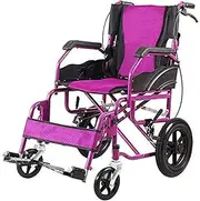 Lightweight Transport Wheelchair Folding Steel Pipe Mobile Wheelchair with Quick Release Wheels and Handbrakes for Adults, 45cm Seat Width