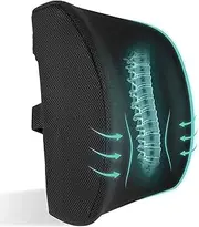 Lumbar Support Cushion Memory Foam & Breathable Fabric for Back Pain Relief Ideal Back Support Pillow for Computer Desk, Car Seat, Gaming Chair, Wheelchair, Couch, Recliner