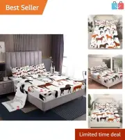 Vibrant Twin Size Horse Sheet Set for Boys & Girls – Breathable 3-Pc Bedding