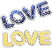 DOITOOL 2pcs Sequin Embroidery Letter Patches for Clothing and Crafts DIY Sew Appliques for Backpacks Jeans and Accessories Durable Design Blue Yellow