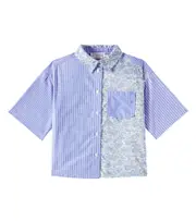 [Bonpoint] Bonpoint Elyas patchwork cotton voile shirt Y 4 blue