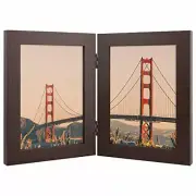 5x7 Hinged Picture Frame Displays Two Photos Double Frame with Glass on Tabletop