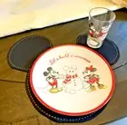 Disney Pottery Barn Mickey Mouse holiday Plate+CUP+PLACE MAT Christmas gift