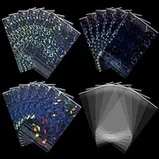 200 Pcs Laser Flashing Card Sleeves Photo Card Sleeves Kpop Holographic Photocard Sleeves Little Star Heart Glass Gemstone Transparent Trading Cards Sleeves 2.6 x 3.5 Inches