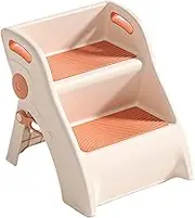 Foldable Kids Step Stool, Lightweight 2-Step Toddler Helper, Anti-Slip Solid Ladder, Compact PP & PC Construction, for Kitchen Counter & Bathroom Sink