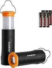 EverBrite 2-in-1 Mini Lanterns and Flashlights with 3 Modes, 2 Pack Portable Outdoor LED Zoomable Torches, AAA Batteries Included - for Hurricane Supplie Camping, Hiking, Night Walking, Emergency