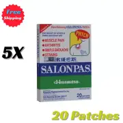 5 X Salonpas 20 Patches Hisamitsu Pain Relieving Arthritis Strains Back Muscle