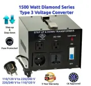 Diamond Series 1500 Watt Step Up/Down Voltage Converter Transformer